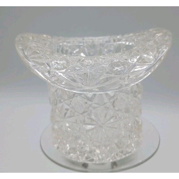 Vntg. Fenton Daisy & Button Clear Glass Top Hat Tooth Pick Holder/Q-Tips  2.5x3. - Picture 3 of 4